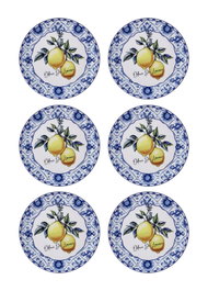 Hermia ODL0001 Platos de Postre de Cerámica Amarillos 19x19x2 cm (6 Piezas)