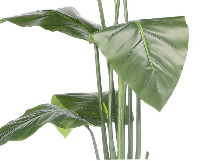 Ibergarden Maceta Planta Artificial con 9 Hojas de Punta Ancha, 110 cm de Alto, Verde y Negro, Incluye Maceta 15x15x12.5 cm (Set de 4)