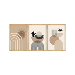 Wallity Cuadro Decorativo 50 x 70 cm (3 Piezas) en Lienzo con Marco de Madera Maciza para Salón y Dormitorio