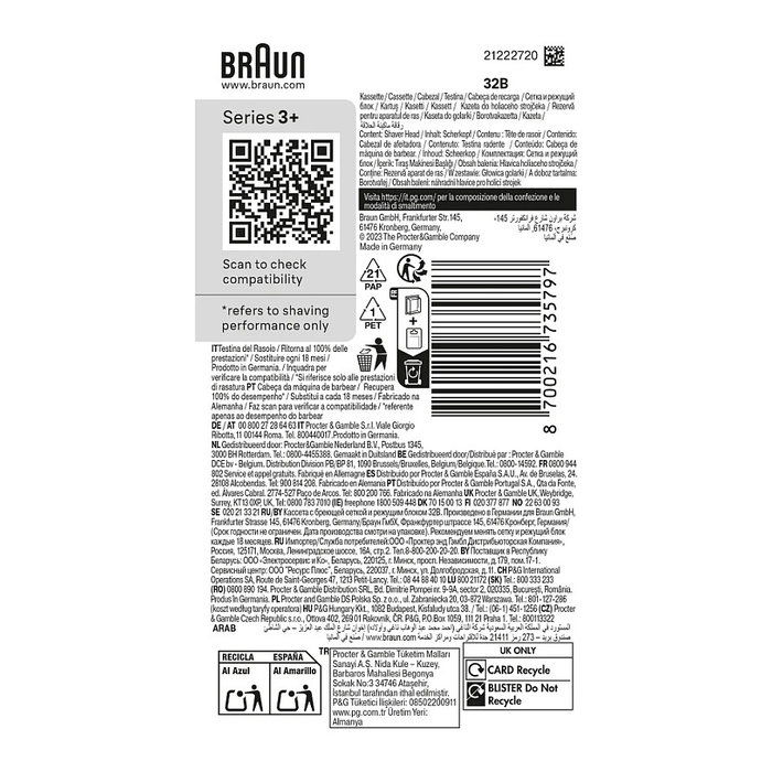 Braun Kombipack 32B Cabezal de repuesto para Serie 3+ Braun Kombipack 32B Cabezal de repuesto para Serie 3+