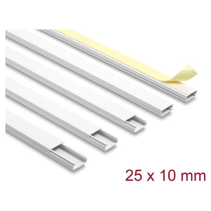 DeLOCK Canaleta para cables autoadhesiva con tapa deslizante 25 x 10 mm - 1 m (Pack de 5) - Blanco