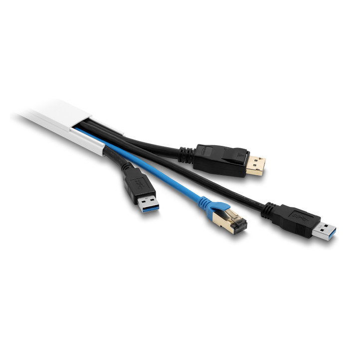 DeLOCK Canaleta para cables autoadhesiva con tapa deslizante 25 x 10 mm - 1 m (Pack de 5) - Blanco