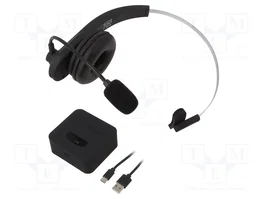 LogiLink BT0059 Auriculares Monoaurales Bluetooth con Diadema y Base de Carga Negro