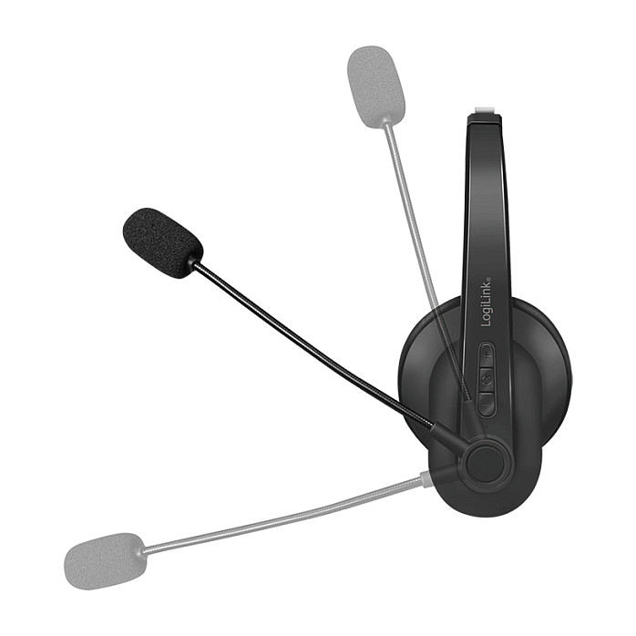 LogiLink Auriculares Diadema Bluetooth Mono BT0059 para Oficina/Call Center con Micrófono Boom, Base de Carga y USB, Negro