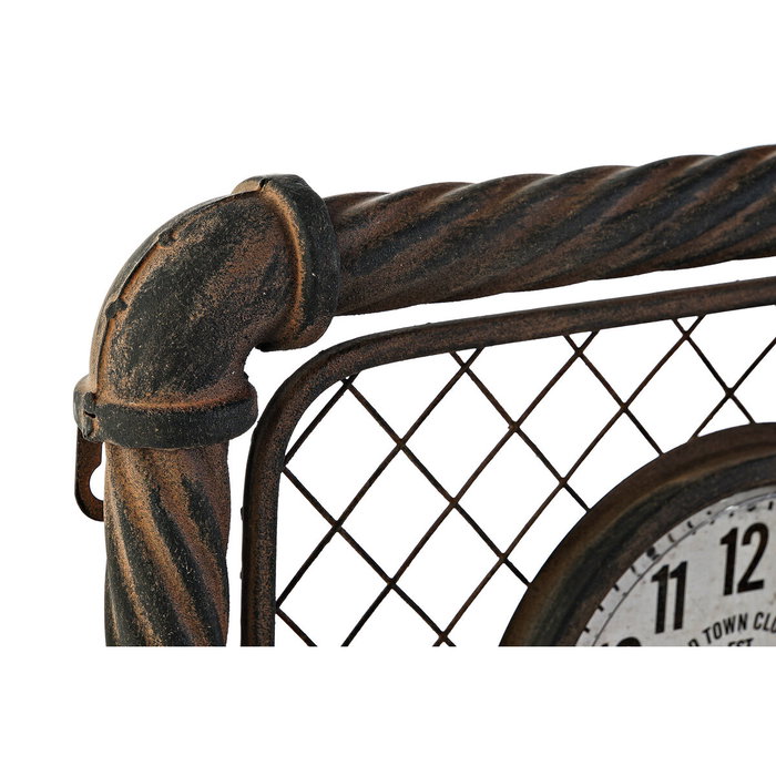 DKD Home Decor Reloj de Pared Industrial de Hierro con 3 Relojes y Acabado Envejecido