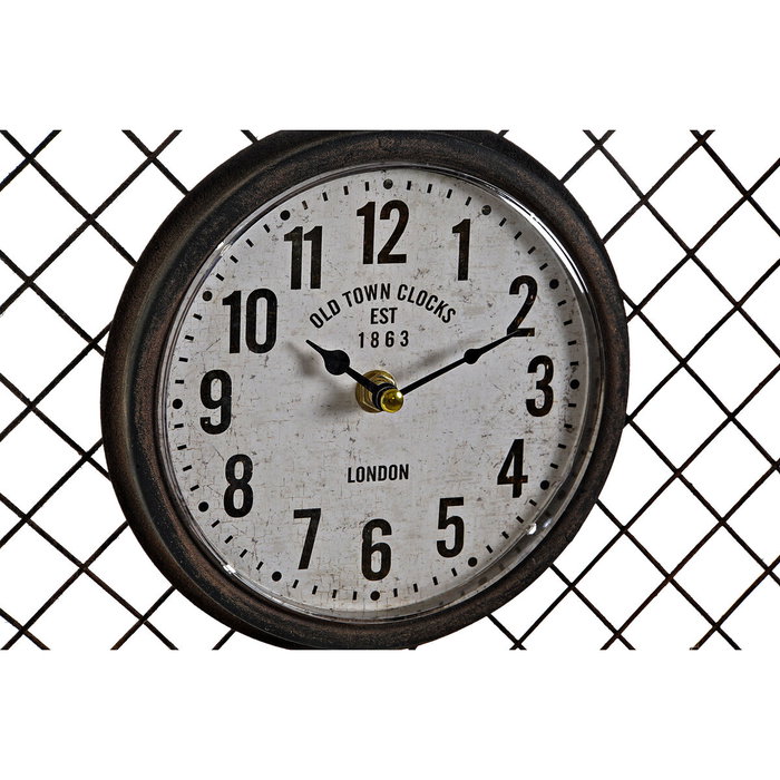 DKD Home Decor Reloj de Pared Industrial de Hierro con 3 Relojes y Acabado Envejecido