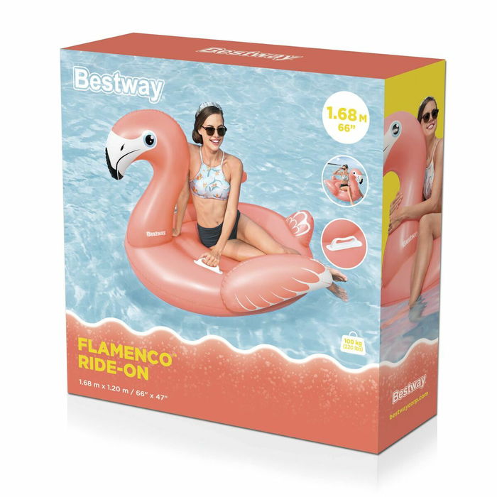 Bestway Figura Hinchable Flamenco con Asas 168x120 cm +3 Años Playa y Piscina 41526