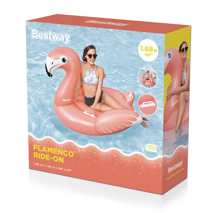 Bestway Figura Hinchable Flamenco con Asas 168x120 cm +3 Años Playa y Piscina 41526