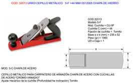 URKO FINSTOCK CEPILLO METALICO 5-F 44 MM