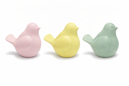 DKD Home Decor Figura de Cerámica Pájaro Surtido de 3, Multicolor