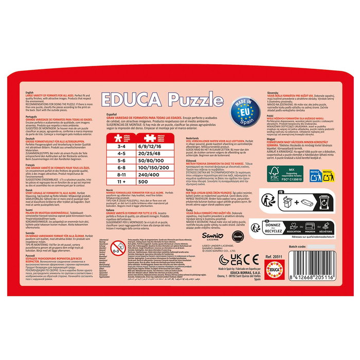 EDUCA 20511 - Maleta Puzzles Progresivos Hello Kitty 6, 9, 12, 16 Piezas para Niños +3 Años