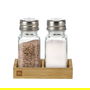 Inde Set 2 Salero y Pimentero con Base de Bambú La Mediterran | 5.6 cm ancho x 10.4 cm alto x 10.7 cm largo (24 Unidades)