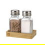 Inde Set 2 Salero y Pimentero con Base de Bambú La Mediterran | 5.6 cm ancho x 10.4 cm alto x 10.7 cm largo (24 Unidades)