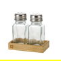 Inde Set 2 Salero y Pimentero con Base de Bambú La Mediterran | 5.6 cm ancho x 10.4 cm alto x 10.7 cm largo (24 Unidades)
