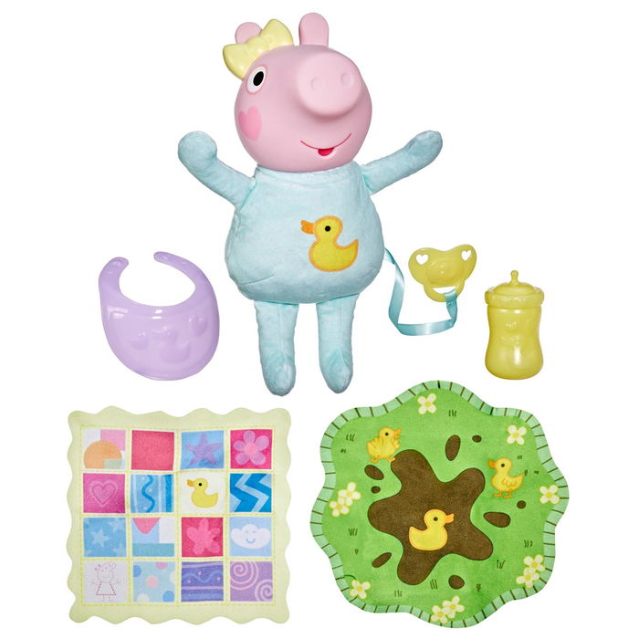 Hasbro Peppa Pig Muñeca Evie Gruñidos y Abrazos G1637 con Sonidos y Accesorios Interactivos Juguete +3 Años