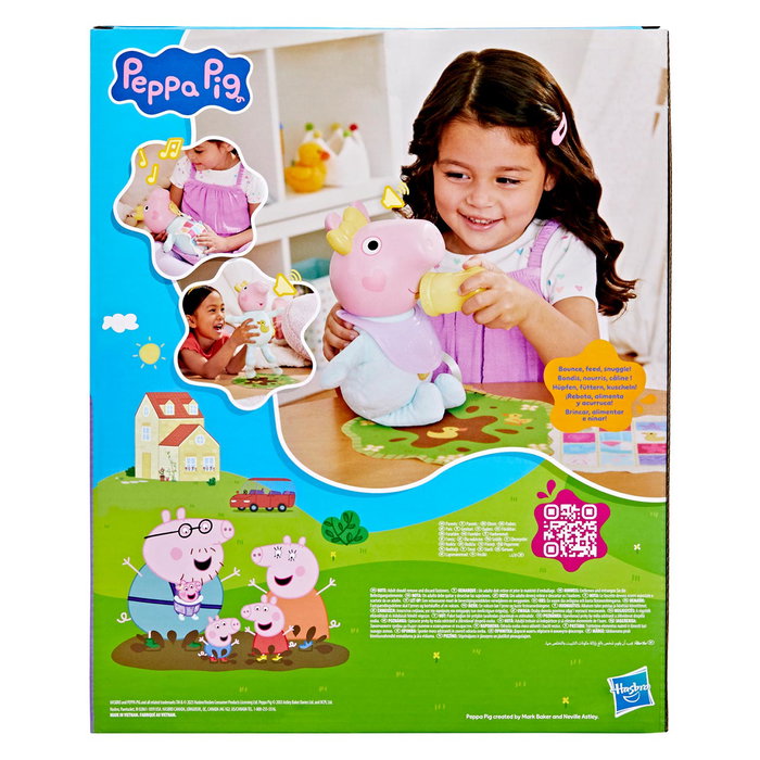 Hasbro Peppa Pig Muñeca Evie Gruñidos y Abrazos G1637 con Sonidos y Accesorios Interactivos Juguete +3 Años