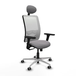 PIQUERAS Y CRESPO Silla de oficina Zulema con Mecanismo Sincro, Gris y Blanco