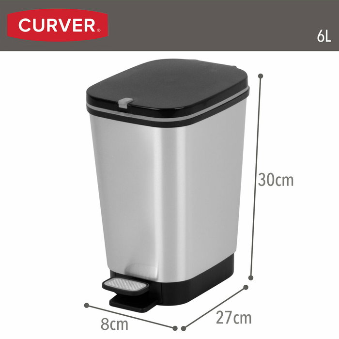 Cubo de basura Curver Gris Plástico 6 L (5 Unidades)