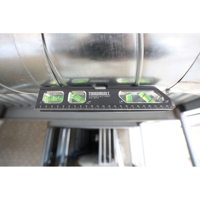 Toughbuilt Nivel Torpedo Magnético TB-H2-L-M23T-M 23 cm con 4 Burbujas de Precisión y Imanes de Neodimio para Tuberías y Conductos