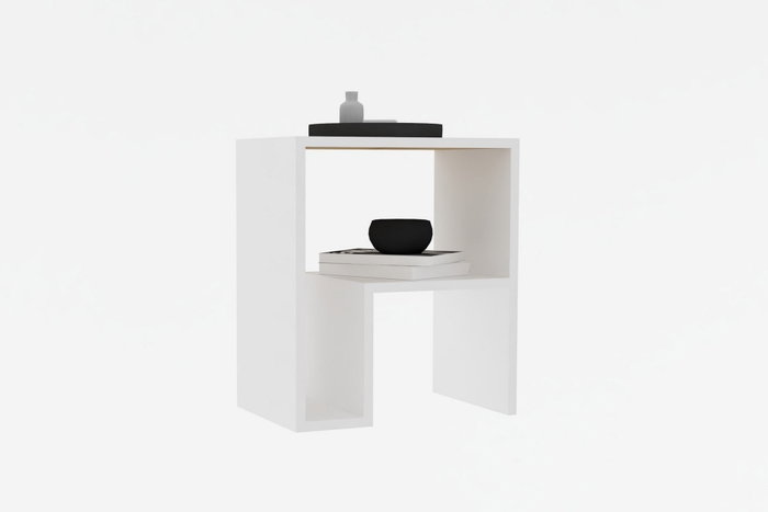 Hanah Home Mesa Auxiliar Yepa Blanca con Estantes, Diseño Moderno Escandinavo, Tablero Melamina 18mm, Blanco