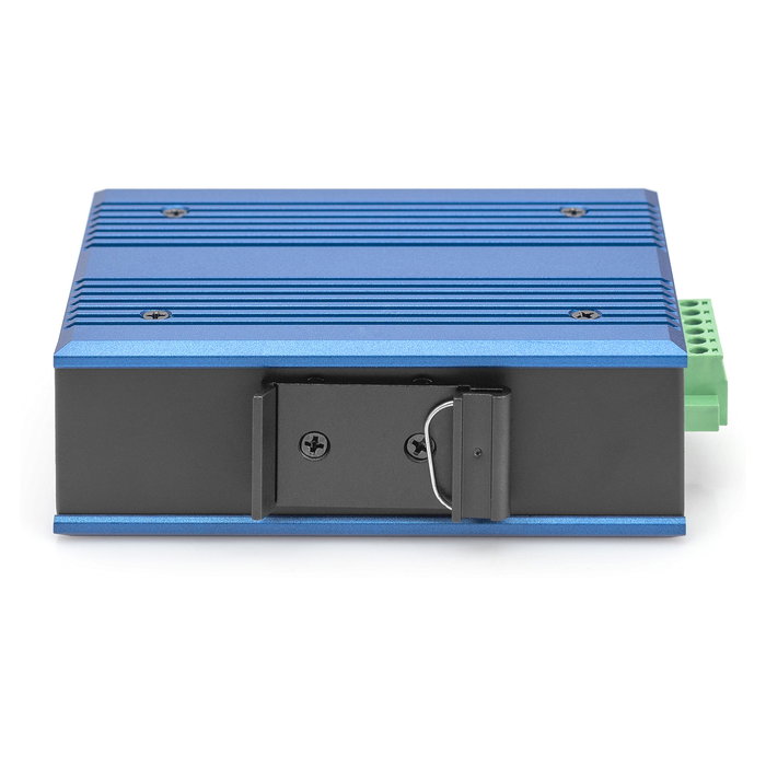 Digitus Switch de Red Industrial 5 Puertos Gigabit, 4 Puertos PoE+ (30W c/u), Unmanaged, 10 Gbps, Montaje Pared/DIN, Negro/Azul, DN-651120