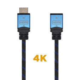 Aisens HEC Cable HDMI 2.0 Prolongador Alta Velocidad, 4K a 60 Hz 18 Gbps, 2 metros, Oro 24K, Conectores A Macho a A Hembra Negro-Azul