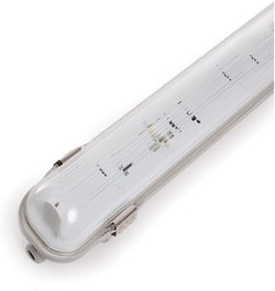 Pantalla Estanca para Tubo LED 1200mm ABS/PC IP65 Exterior Parking Almacén Resistente Policarbonato Tratamiento Anti-UV