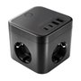 Mars Gaming MDCUBE35 Cargador de Pared 35W con GaN - 3 Enchufes SCHUKO + 2 USB-C + 2 USB-A, Negro, 1.8 m Cable, Botón ON/OFF