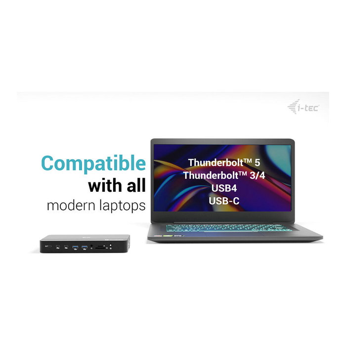 I-Tec Thunderbolt 5 Triple Display Docking Station, M.2 SSD, 6x USB, 2.5GLAN, PD 140W, Negro