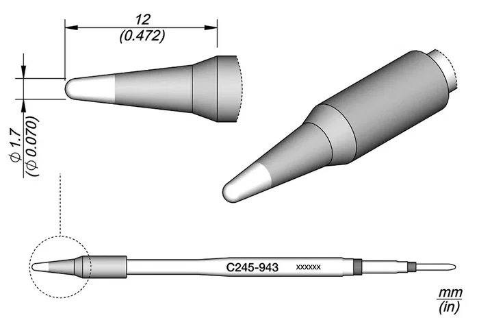 JBC TOOLS Punta de soldadura tipo cono 1,7 mm