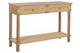 DKD Home Decor Consola Cottage con 2 Cajones y Estante, Natural, Abeto y Rattan, 120 x 35 x 81 cm