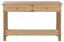 DKD Home Decor Consola Cottage con 2 Cajones y Estante, Natural, Abeto y Rattan, 120 x 35 x 81 cm