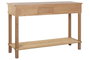 DKD Home Decor Consola Cottage con 2 Cajones y Estante, Natural, Abeto y Rattan, 120 x 35 x 81 cm