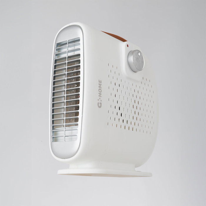 Calefactor con Ventilador 500W Vertical y Horizontal, Termostato Regulable, Protección Sobrecalentamiento, Blanco