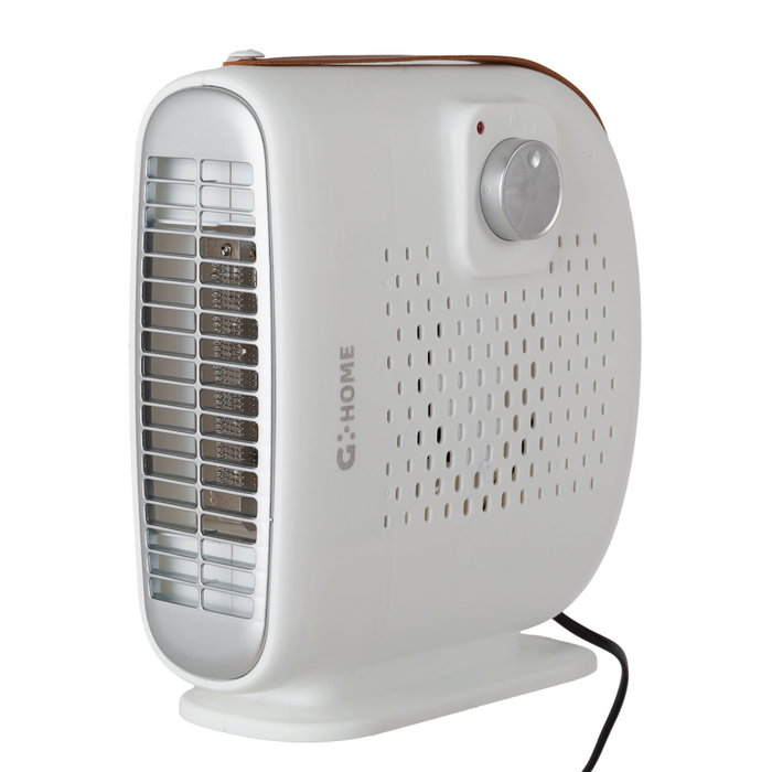 Calefactor con Ventilador 500W Vertical y Horizontal, Termostato Regulable, Protección Sobrecalentamiento, Blanco