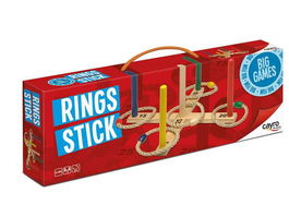 Cayro Juego Rings Stick - Lanza Anillas y Atrapa Palos de Madera para 2 Jugadores, Edad 5+ (38x14x6 cm) - Instrucciones en Español, Inglés, Francés, Italiano, Portugués y Alemán