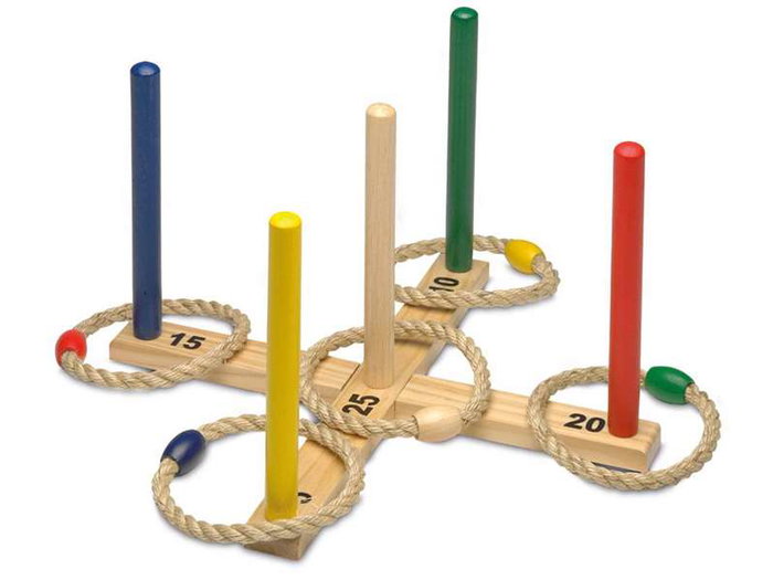 Cayro Juego Rings Stick - Lanza Anillas y Atrapa Palos de Madera para 2 Jugadores, Edad 5+ (38x14x6 cm) - Instrucciones en Español, Inglés, Francés, Italiano, Portugués y Alemán