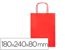 Q-connect Bolsa Papel Celulosa Rojo XS con Asa Retorcida 180x240x80 mm (Paquete 25 uds)