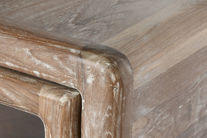 DKD Home Decor Buffet de Teca Reciclada y Cristal Natural