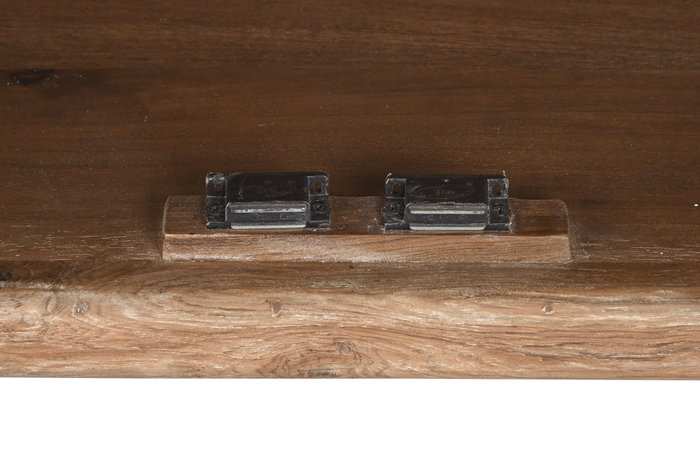 DKD Home Decor Buffet de Teca Reciclada y Cristal Natural