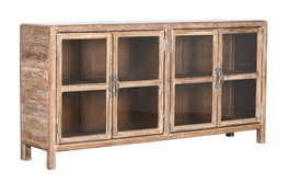 DKD Home Decor Buffet de Teca Reciclada y Cristal Natural
