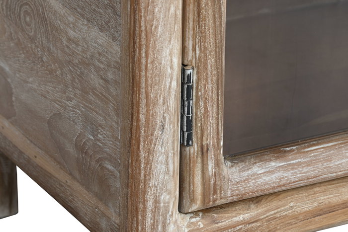 DKD Home Decor Buffet de Teca Reciclada y Cristal Natural