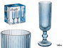 VIVALTO Copa Cava Azul Oscuro con Rayas 160 ml - Dimensiones 6x18.5x6 cm (Set de 24)