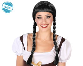 atosa Peluca con Trenzas Morena 180g en color negro