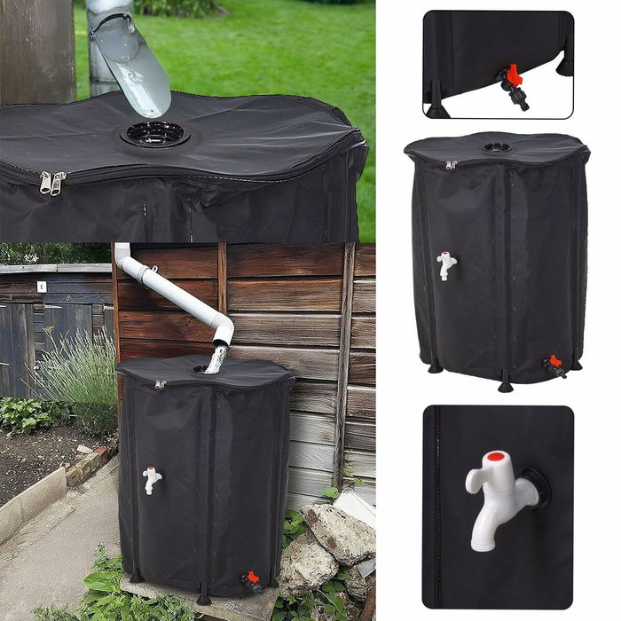 Ipae Progarden Depósito plegable recolector de agua de lluvia 500 l, ø80 x 100 cm