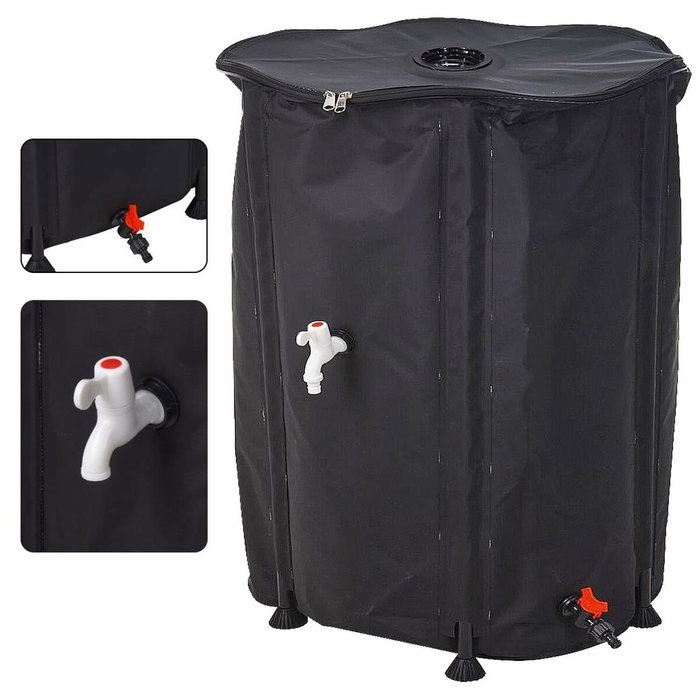 Ipae Progarden Depósito plegable recolector de agua de lluvia 500 l, ø80 x 100 cm