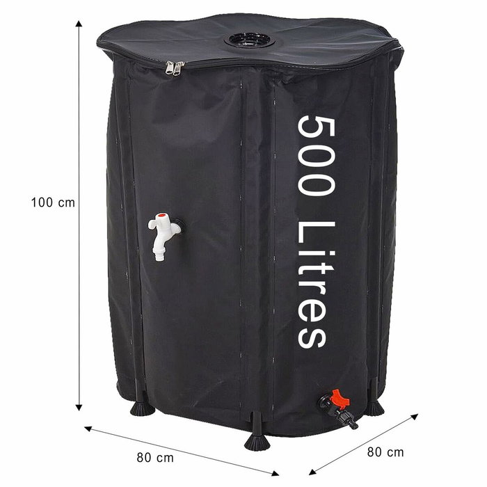 Ipae Progarden Depósito plegable recolector de agua de lluvia 500 l, ø80 x 100 cm