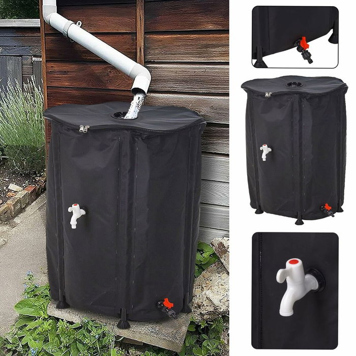 Ipae Progarden Depósito plegable recolector de agua de lluvia 500 l, ø80 x 100 cm