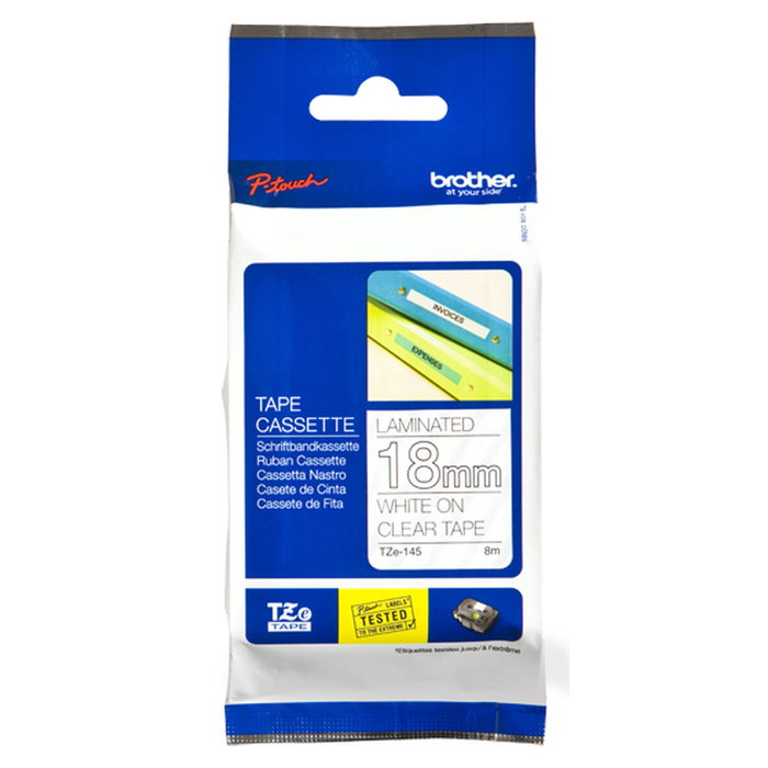 Brother Cinta laminada TZe-145 transparente/blanco 18 mm Brother Cinta laminada TZe-145 transparente/blanco 18 mm
