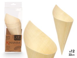 Kinvara Set 12 Conos Madera Chopo Marron 10x28x9.5 cm (Set de 12)